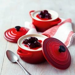 Mini Cocotte de Cerâmica Botão Preto 10 cm Vermelho Le Creuset