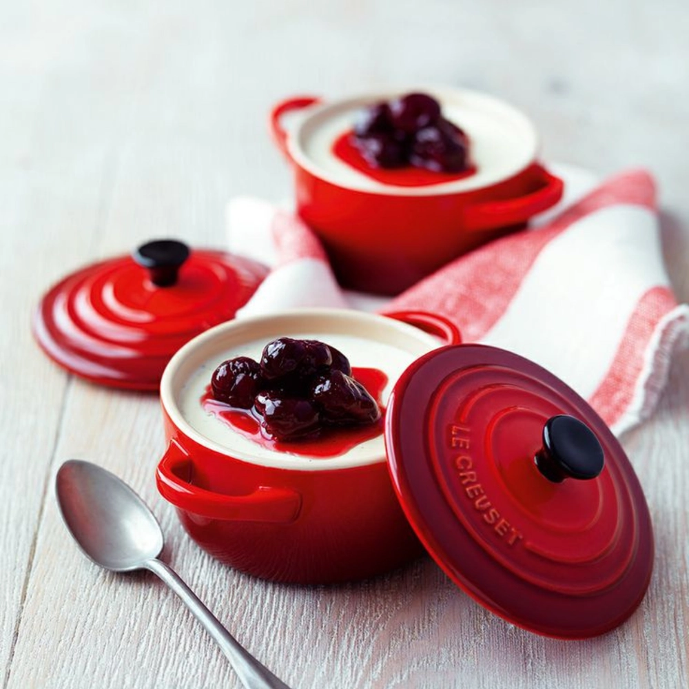 Mini Cocotte de Cerâmica Botão Preto 10 cm Vermelho Le Creuset