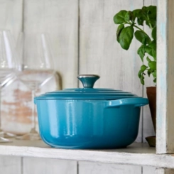 Panela Redonda Signature 18 cm Azul Caribe Le Creuset