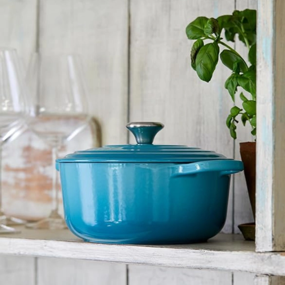 Panela Redonda Signature 18 cm Azul Caribe Le Creuset