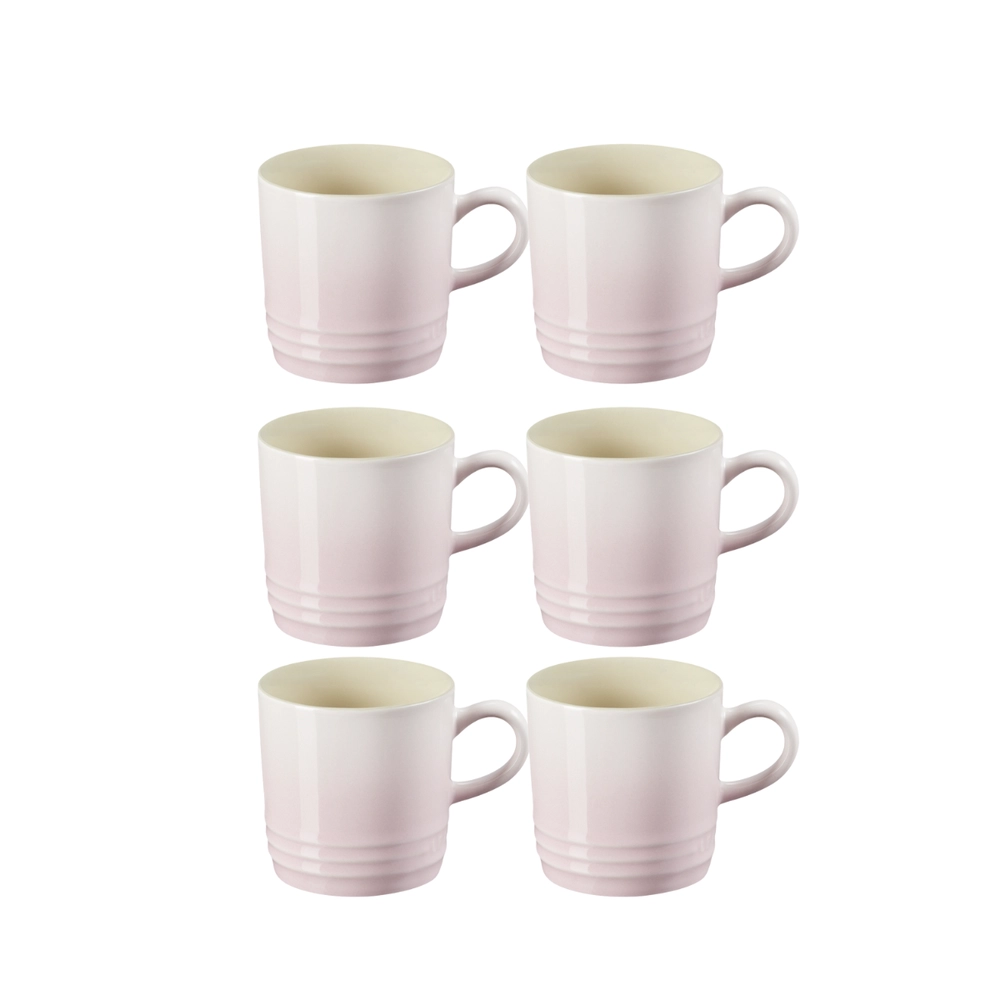 Jogo 6 Canecas Espresso de Cerâmica 100 ml Shell Pink Le Creuset