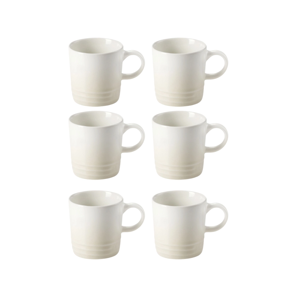 Jogo 6 Canecas Espresso de Cerâmica 100 ml Meringue Le Creuset