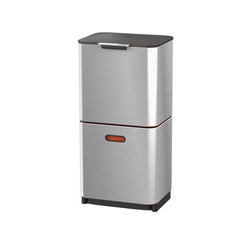 Lixeira Dupla Separação Totem Max 60 Litros em Aço Inox Prata Joseph Joseph