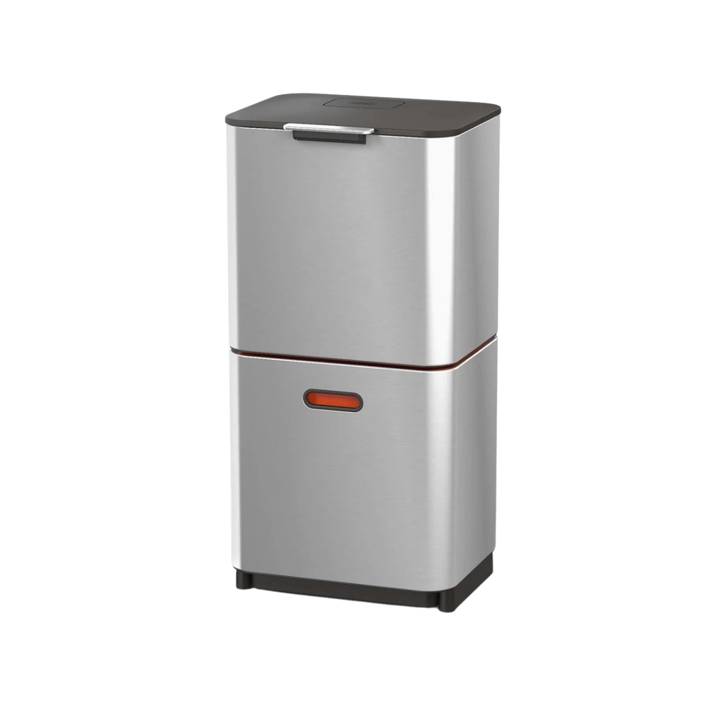 Lixeira Dupla Separação Totem Max 60 Litros em Aço Inox Prata Joseph Joseph