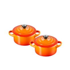 Jogo 2 Mini Cocotte de Cerâmica 10 cm Laranja Le Creuset