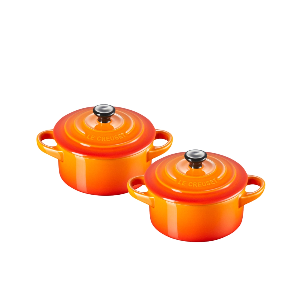 Jogo 2 Mini Cocotte de Cerâmica 10 cm Laranja Le Creuset