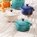 Jogo 2 Mini Cocotte de Cerâmica 10 cm Azul Caribe Le Creuset