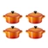 Jogo 4 Mini Cocotte de Cerâmica 10 cm Laranja Le Creuset