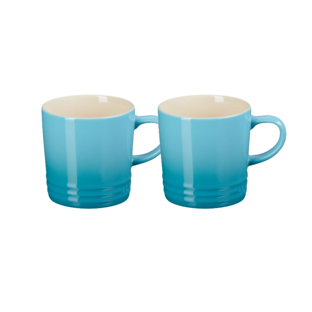 Jogo 2 Canecas Cappuccino de Cerâmica 200 ml Azul Caribe Le Creuset