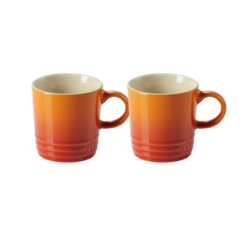 Jogo 2 Canecas Cappuccino de Cerâmica 200 ml Laranja Le Creuset