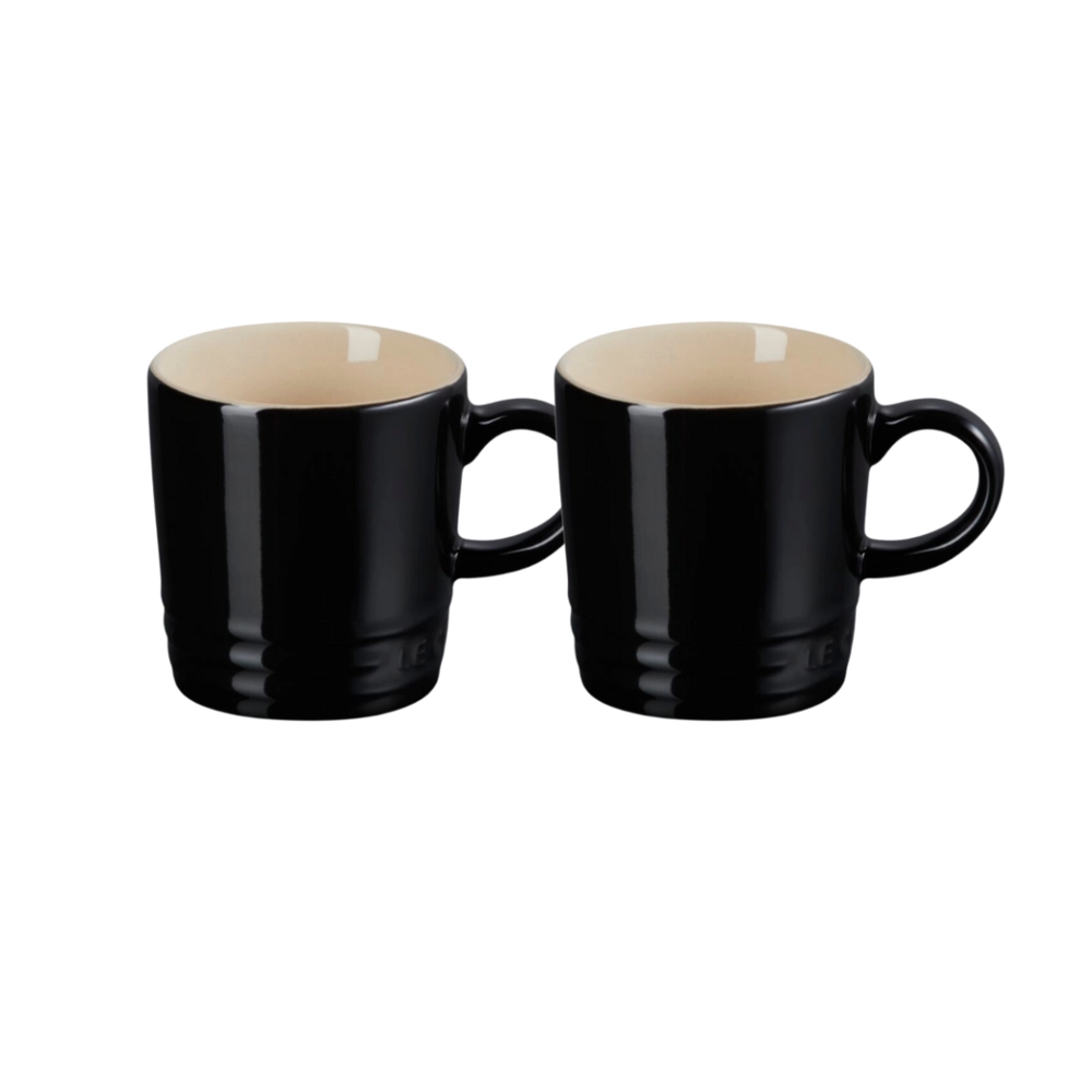 Jogo 2 Canecas Cappuccino de Cerâmica 200 ml Preto Le Creuset