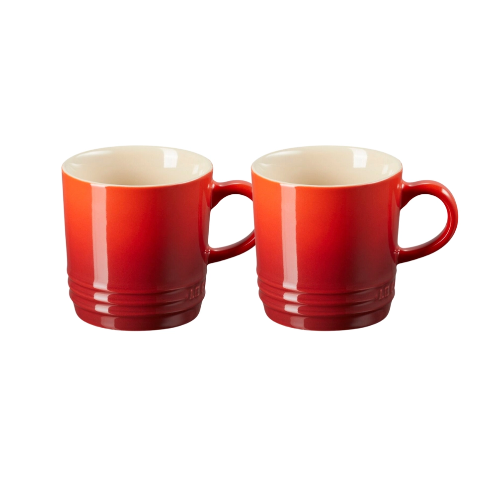 Jogo 2 Canecas Cappuccino de Cerâmica 200 ml Vermelho Le Creuset