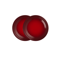 Jogo de 2 Pratos Rasos de Cerâmica 22 cm Vermelho Le Creuset