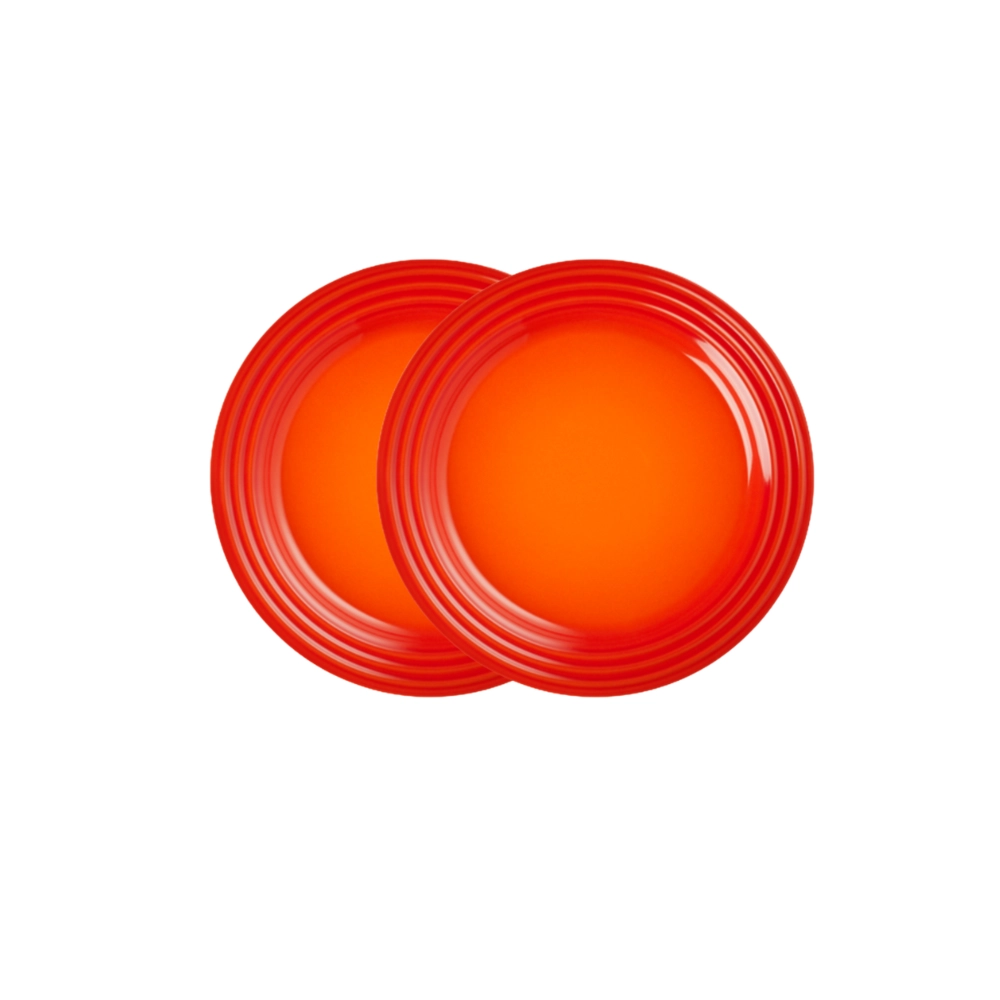 Jogo de 2 Pratos Rasos de Cerâmica 22 cm Laranja Le Creuset