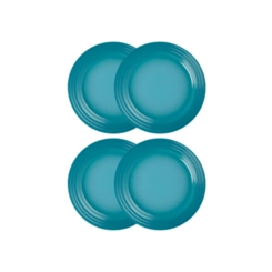 Jogo de 4 Pratos Rasos de Cerâmica 22 cm Azul Caribe Le Creuset
