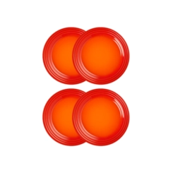 Jogo de 4 Pratos Rasos de Cerâmica 22 cm Laranja Le Creuset