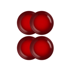 Jogo de 4 Pratos Rasos de Cerâmica 22 cm Vermelho Le Creuset