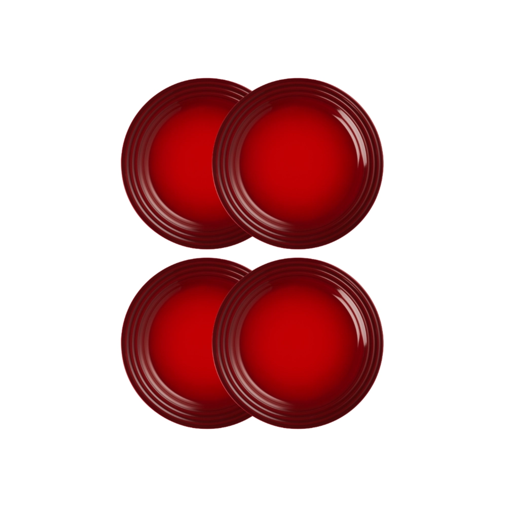 Jogo de 4 Pratos Rasos de Cerâmica 22 cm Vermelho Le Creuset