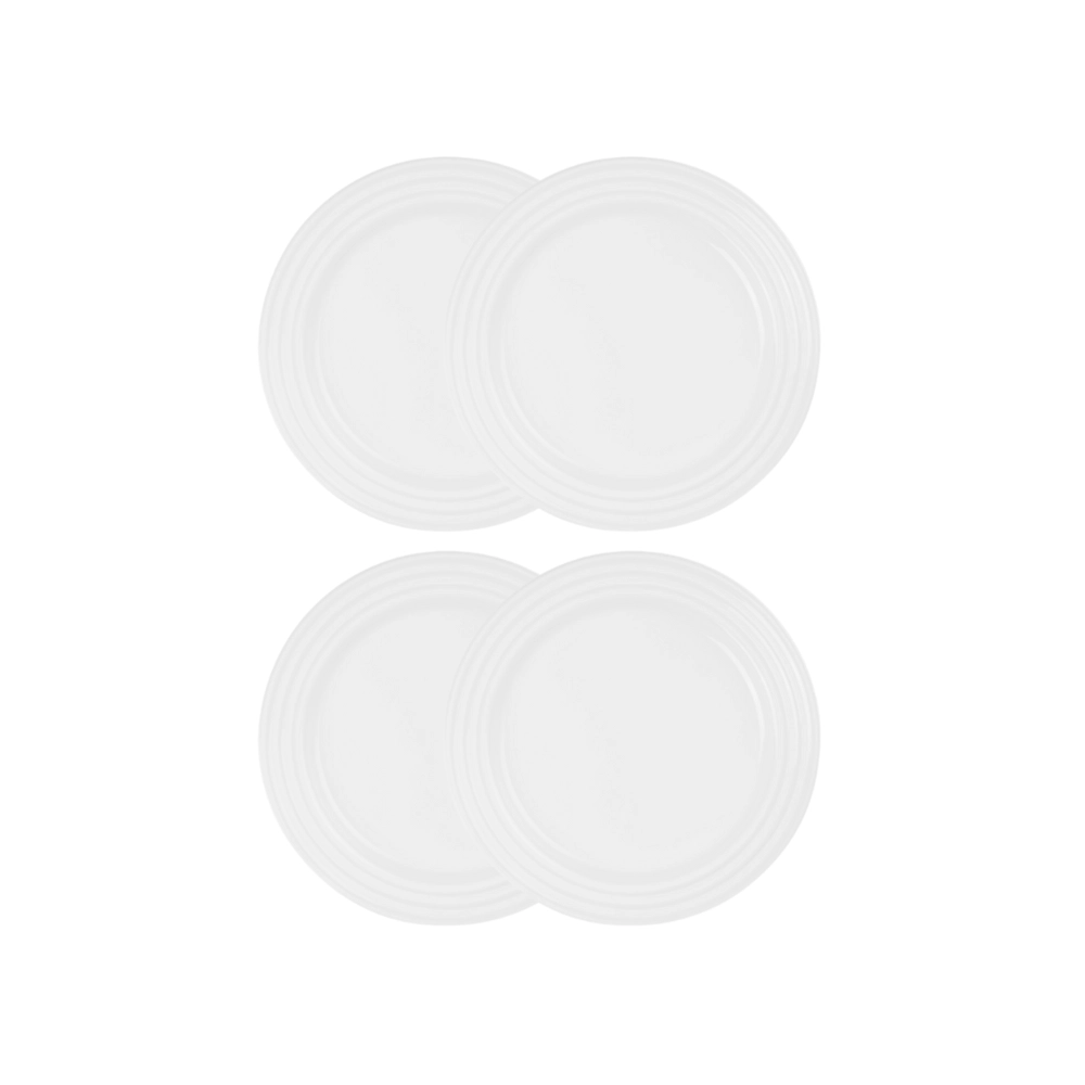 Jogo de 4 Pratos Rasos de Cerâmica 22 cm Branco Le Creuset