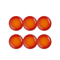 Jogo de 6 Pratos Rasos de Cerâmica 22 cm Laranja Le Creuset