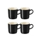 Jogo 4 Canecas Cappuccino de Cerâmica 200 ml Preto Le Creuset