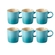 Jogo 6 Canecas Cappuccino de Cerâmica 200 ml Azul Caribe Le Creuset