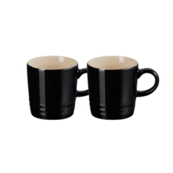 Jogo 2 Canecas Espresso de Cerâmica 100 ml Preto Le Creuset