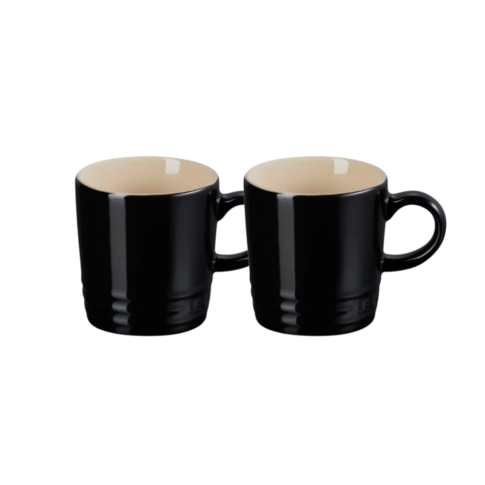 Jogo 2 Canecas Espresso de Cerâmica 100 ml Preto Le Creuset