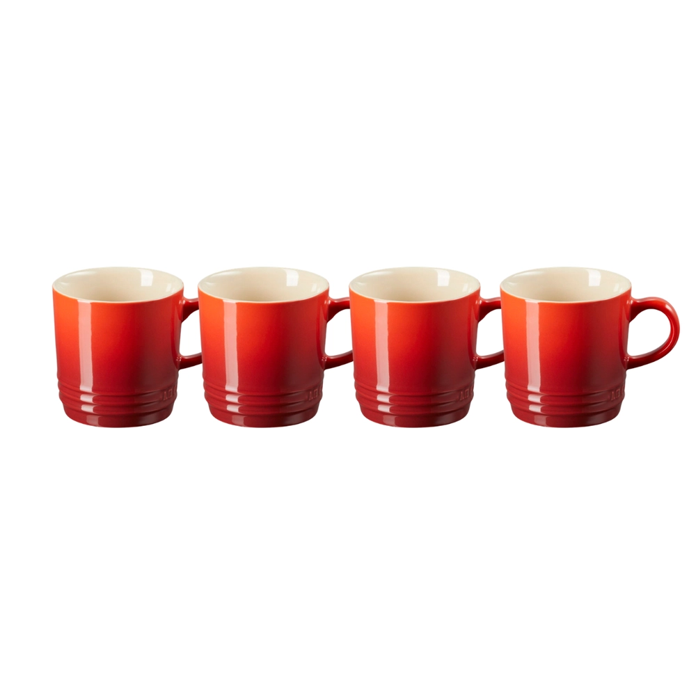 Jogo 4 Canecas Espresso de Cerâmica 100 ml Vermelho Le Creuset