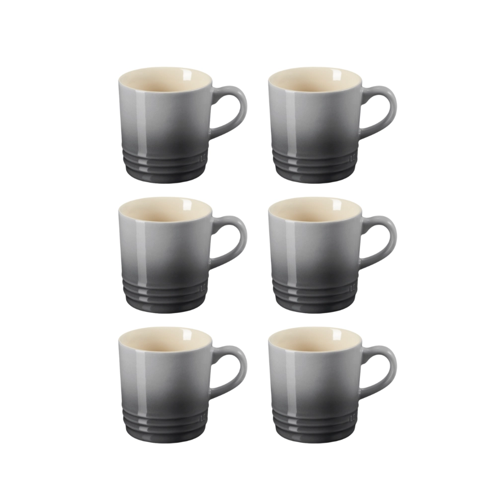 Jogo 6 Canecas Espresso de Cerâmica 100 ml Flint Le Creuset