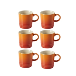Jogo 6 Canecas Espresso de Cerâmica 100 ml Laranja Le Creuset