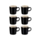Jogo 6 Canecas Espresso de Cerâmica 100 ml Preto Le Creuset