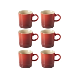 Jogo 6 Canecas Espresso de Cerâmica 100 ml Vermelho Le Creuset