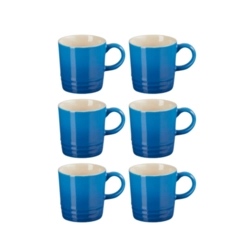 Jogo 6 Canecas Espresso de Cerâmica 100 ml Azul Marseille Le Creuset