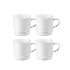 Jogo 4 Canecas de Chá de Cerâmica 350 ml Branco Le Creuset