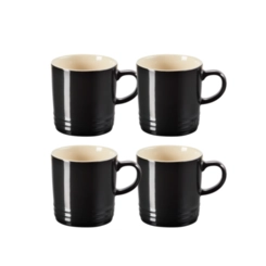 Jogo 4 Canecas de Chá de Cerâmica 350 ml Preto Le Creuset