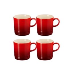 Jogo 4 Canecas de Chá de Cerâmica 350 ml Vermelho Le Creuset
