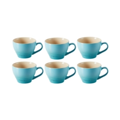 Jogo 6 Canecas Bistrô de Cerâmica 400 ml Azul Caribe Le Creuset