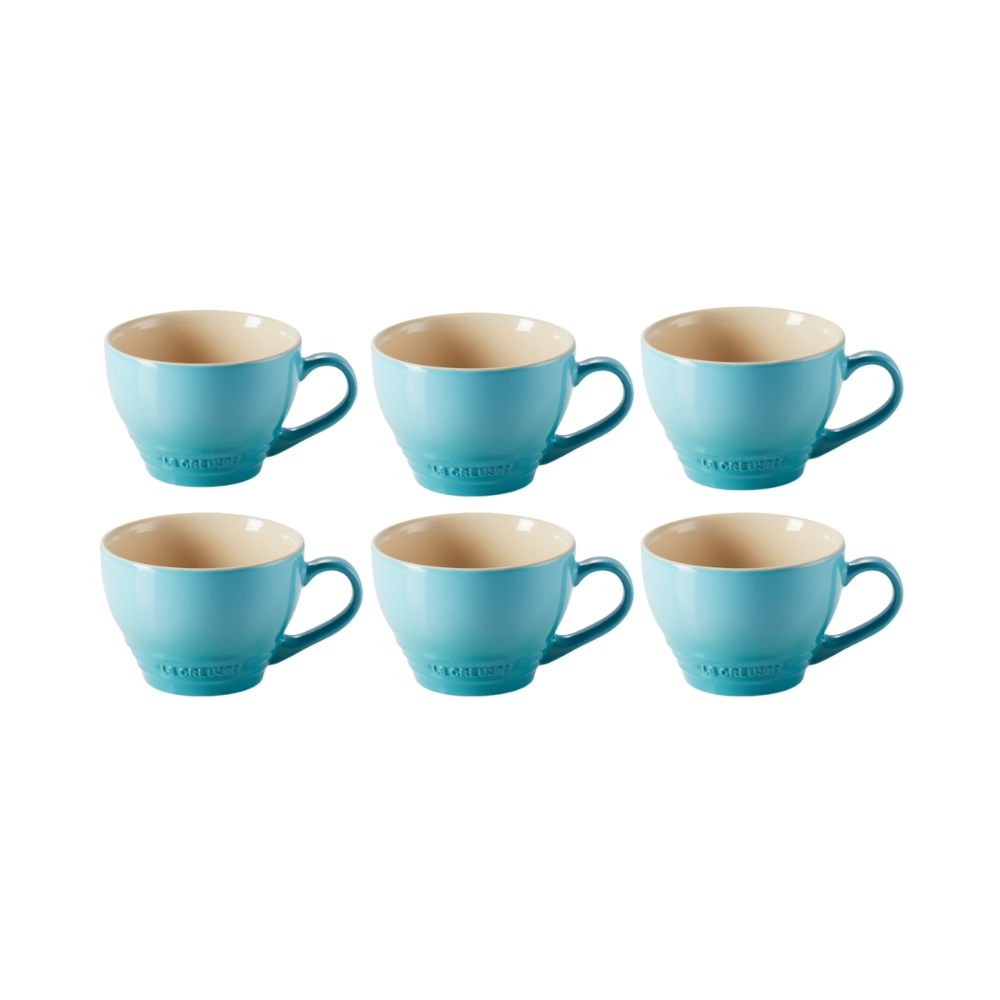 Jogo 6 Canecas Bistrô de Cerâmica 400 ml Azul Caribe Le Creuset