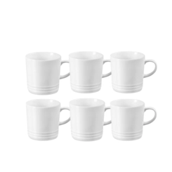 Jogo 6 Canecas de Chá de Cerâmica 350 ml Branco Le Creuset