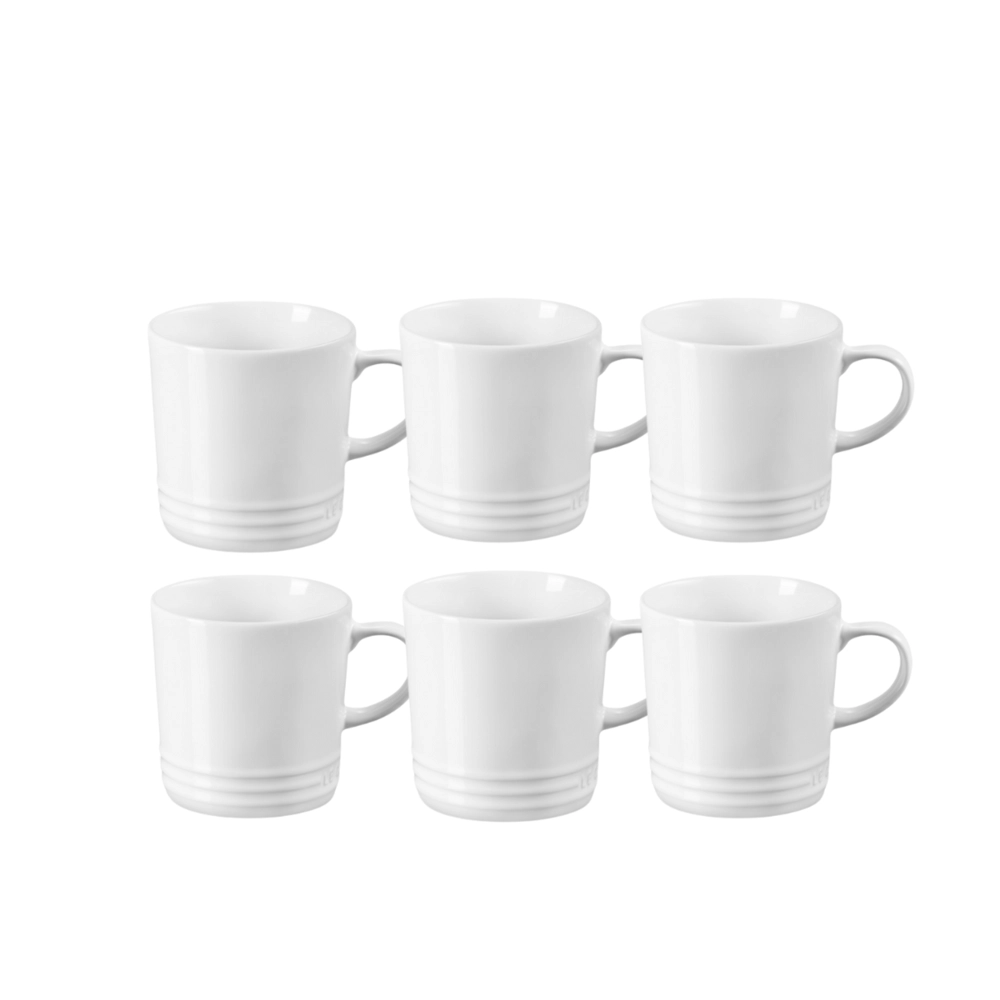 Jogo 6 Canecas de Chá de Cerâmica 350 ml Branco Le Creuset