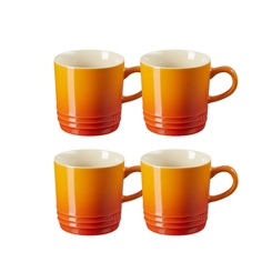 Jogo 4 Canecas Cappuccino de Cerâmica 200 ml Laranja Le Creuset