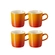 Jogo 4 Canecas Cappuccino de Cerâmica 200 ml Laranja Le Creuset