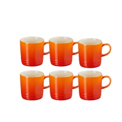 Jogo 6 Canecas de Chá de Cerâmica 350 ml Laranja Le Creuset