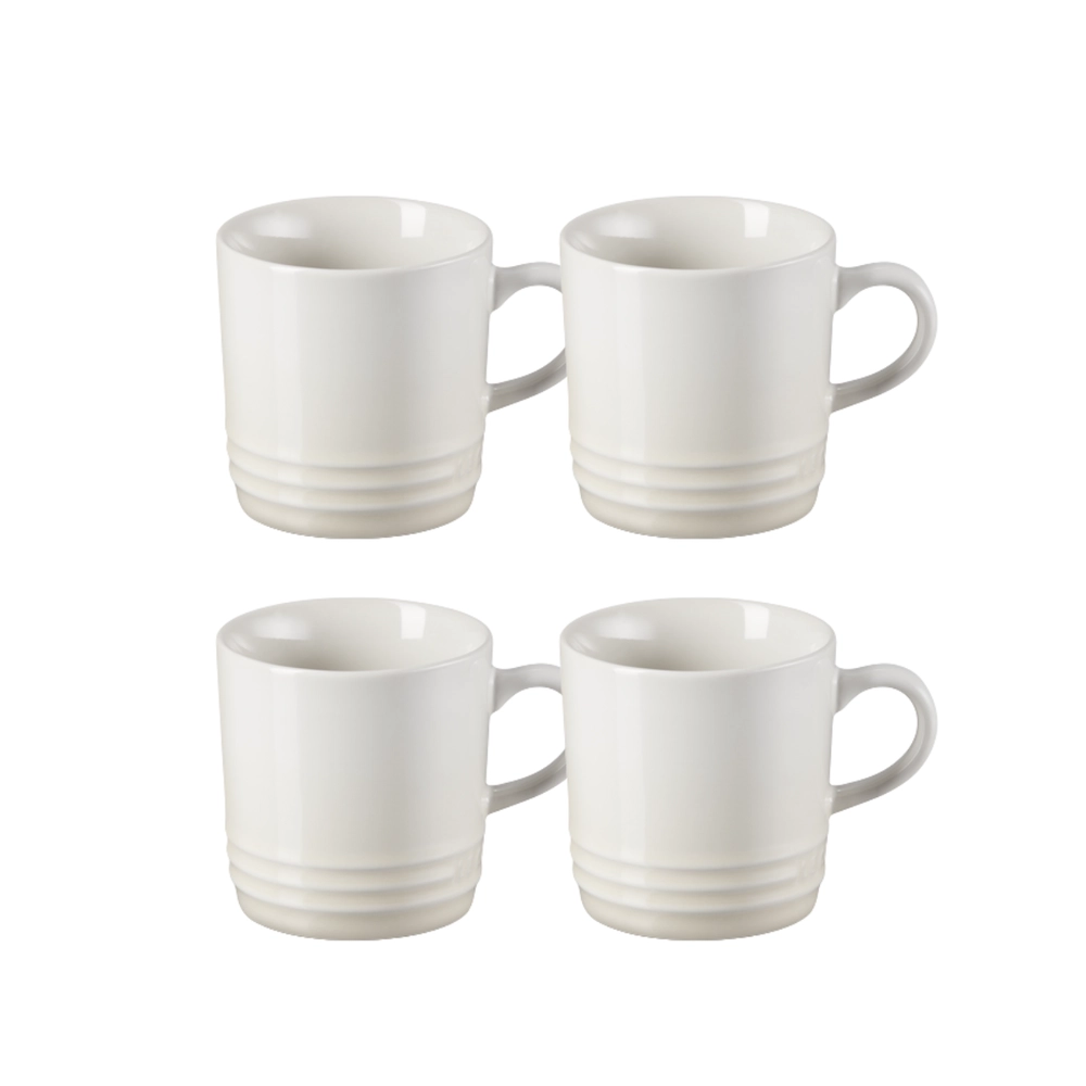 Jogo 4 Canecas Cappuccino de Cerâmica 200 ml Meringue Le Creuset