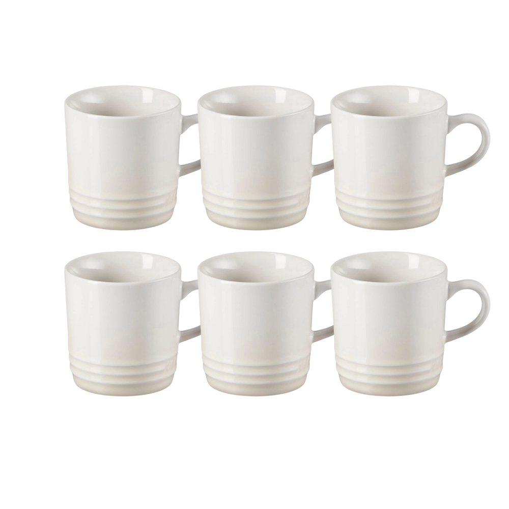 Jogo 6 Canecas Cappuccino de Cerâmica 200 ml Meringue Le Creuset