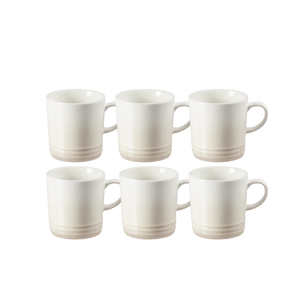 Jogo 6 Canecas de Chá de Cerâmica 350 ml Meringue Le Creuset