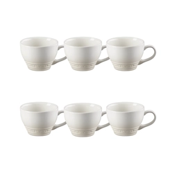 Jogo 6 Canecas Bistrô de Cerâmica 400 ml Meringue Le Creuset
