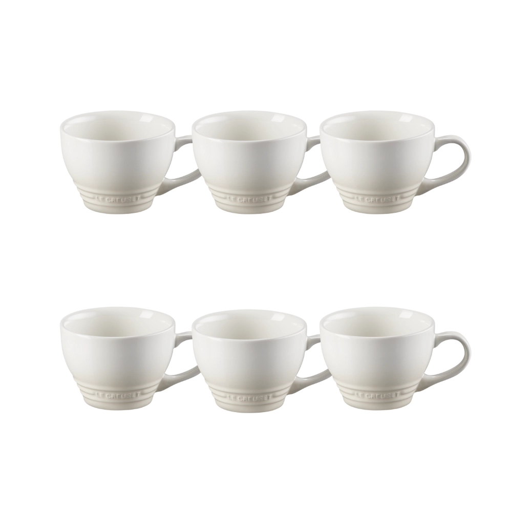 Jogo 6 Canecas Bistrô de Cerâmica 400 ml Meringue Le Creuset