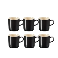 Jogo 6 Canecas de Chá de Cerâmica 350 ml Preto Le Creuset